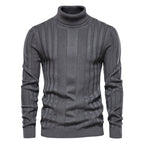 Men's ribbed turtleneck sweater in dark gray