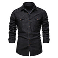 Men's button-up pocket shirt in black