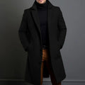 Men's slim-fit long wool coat in black