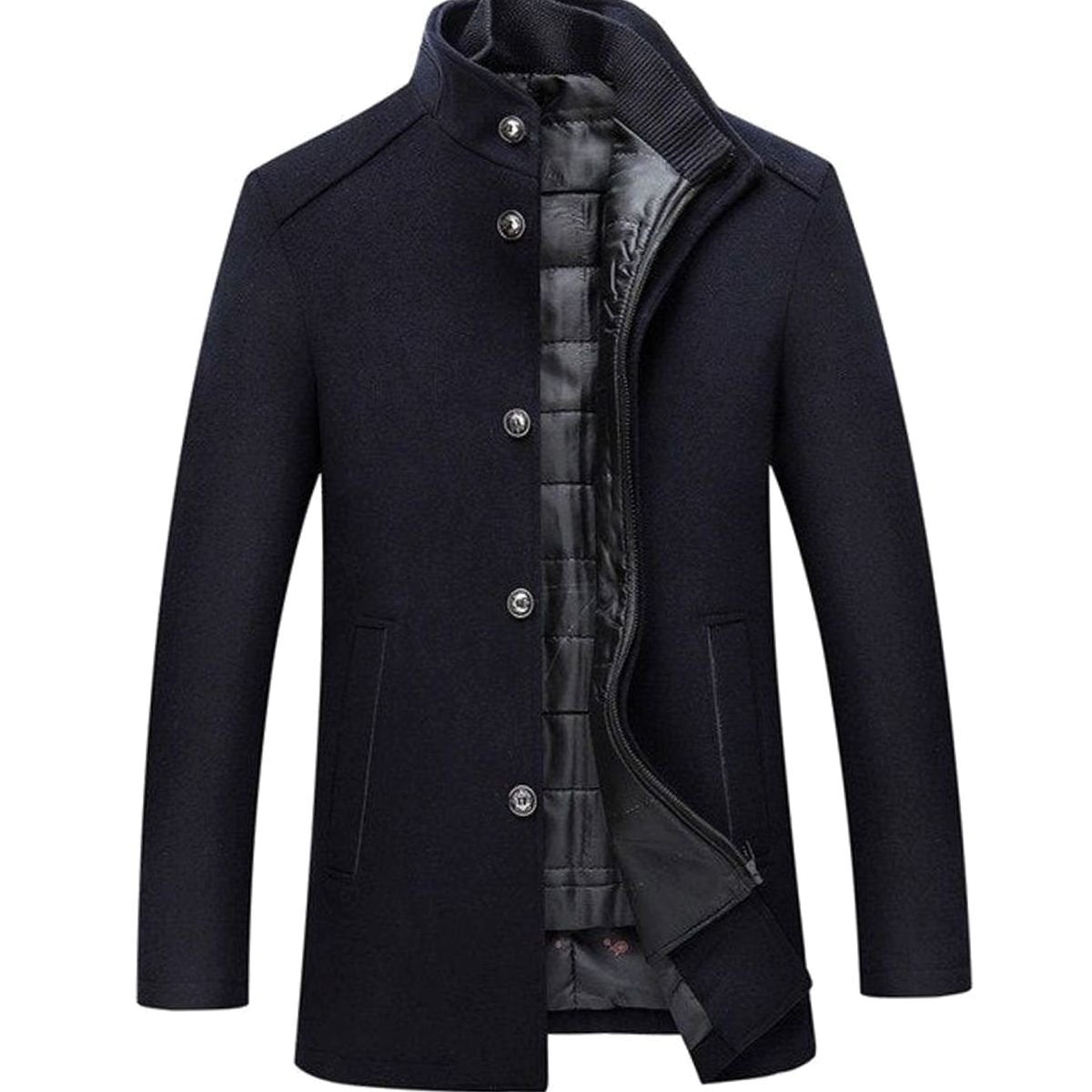 Men's insulated stand-collar jacket — detail view