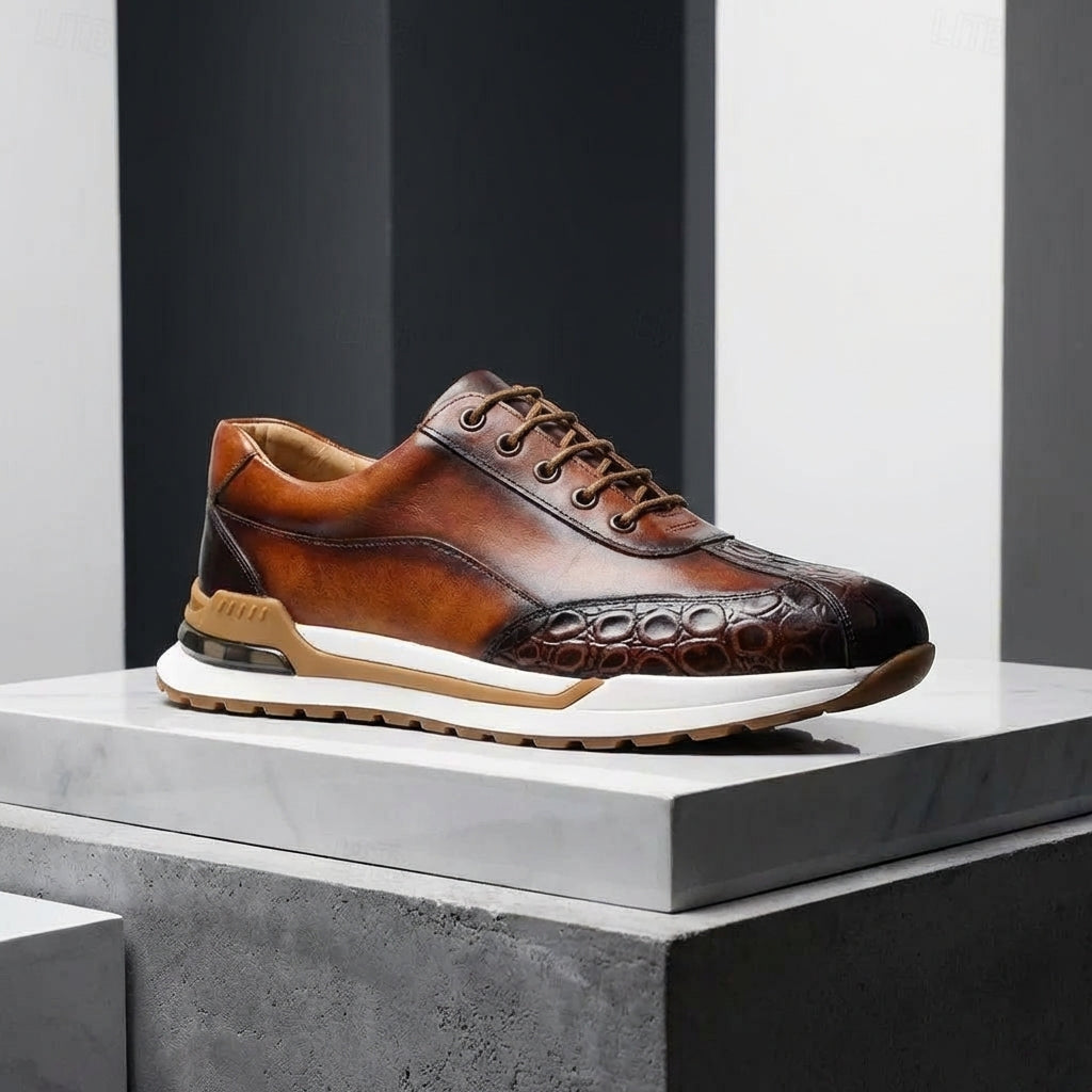 Men's textured low-top leather sneakers — additional view