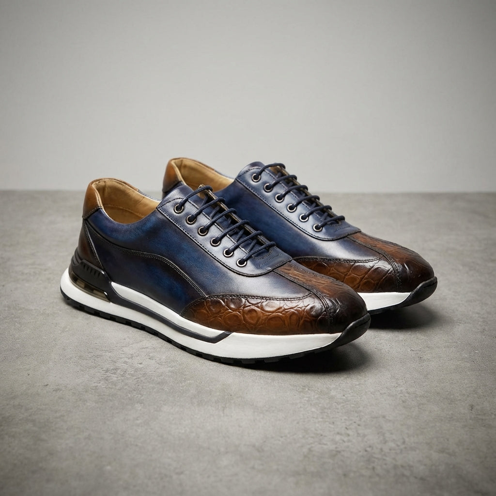 Men's textured low-top leather sneakers — additional view