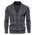 Men's shawl collar textured cardigan in dark gray