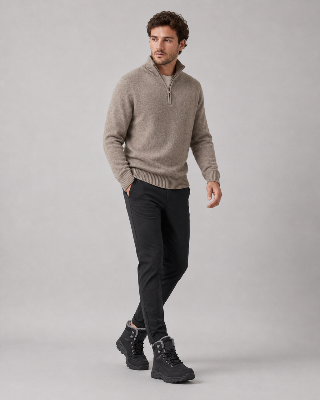 Men's plush-lined ankle winter boots — alternate view