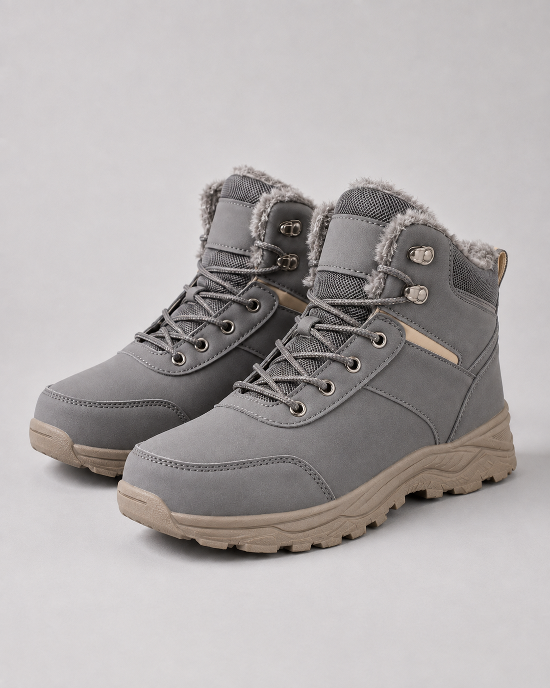 Men's plush-lined ankle winter boots in gray — additional view
