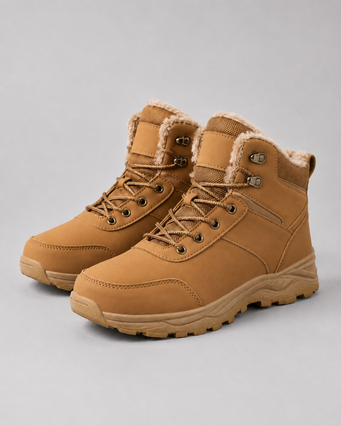 Men's plush-lined ankle winter boots in tan — additional view