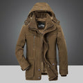 Men's hooded utility winter parka in brown