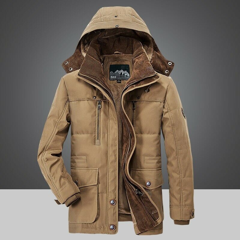 Men's hooded utility winter parka in khaki — additional view