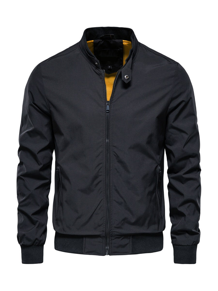Men's zip-up stand-collar jacket in black — alternate view