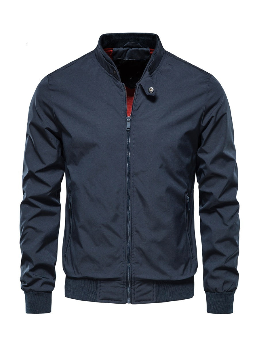 Men's zip-up stand-collar jacket in navy blue