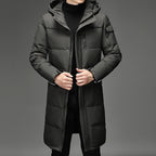 Men's hooded long winter coat in gray