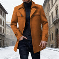 Men's tailored longline winter coat in brown