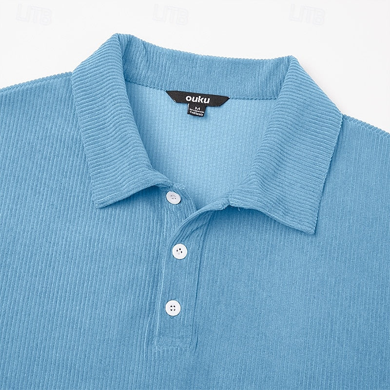 Maddox | Long Sleeve Textured Polo Shirt