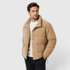 Men's lightweight quilted zip puffer — detail view