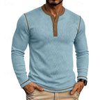Men's ribbed long sleeve henley shirt