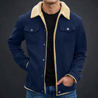 Men's sherpa-lined canvas work jacket — detail view