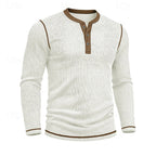 Men's ribbed long sleeve henley shirt — additional view