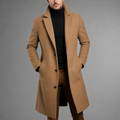 Men's slim-fit long winter coat in camel