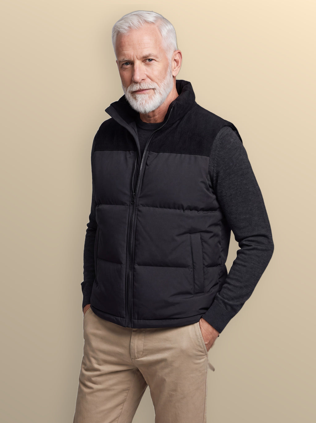 Men's slim-fit stand-collar puffer vest