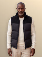 Men's slim-fit stand-collar puffer vest in black — alternate view