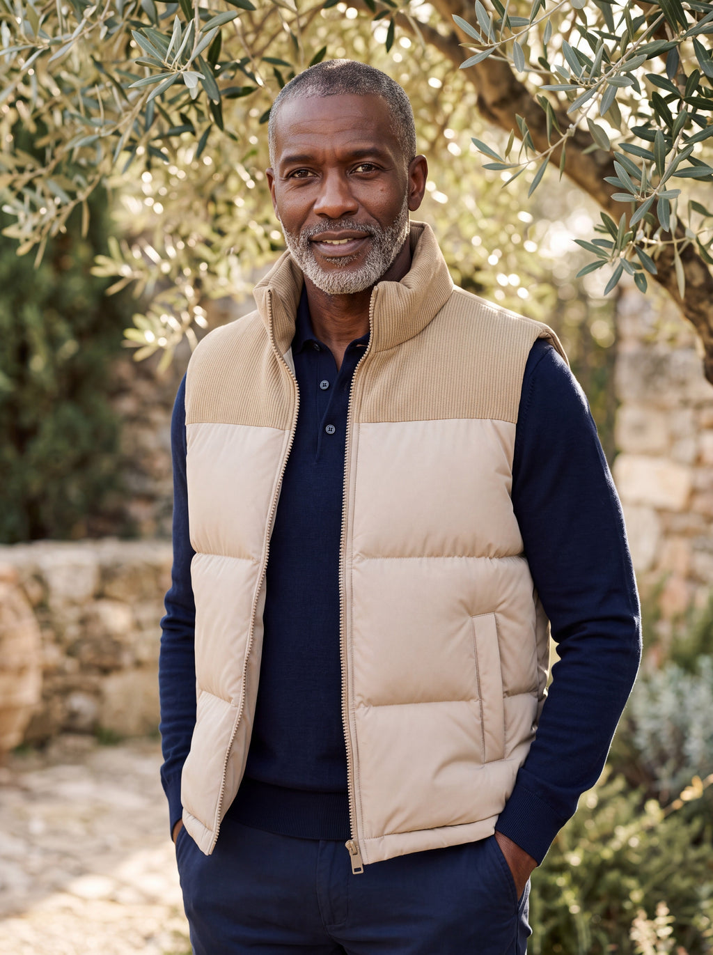 Men's slim-fit stand-collar puffer vest — additional view