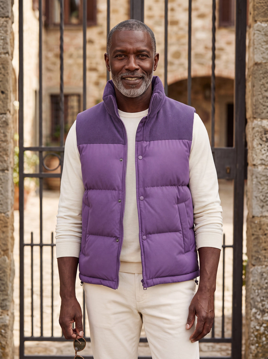 Men's slim-fit stand-collar puffer vest — additional view