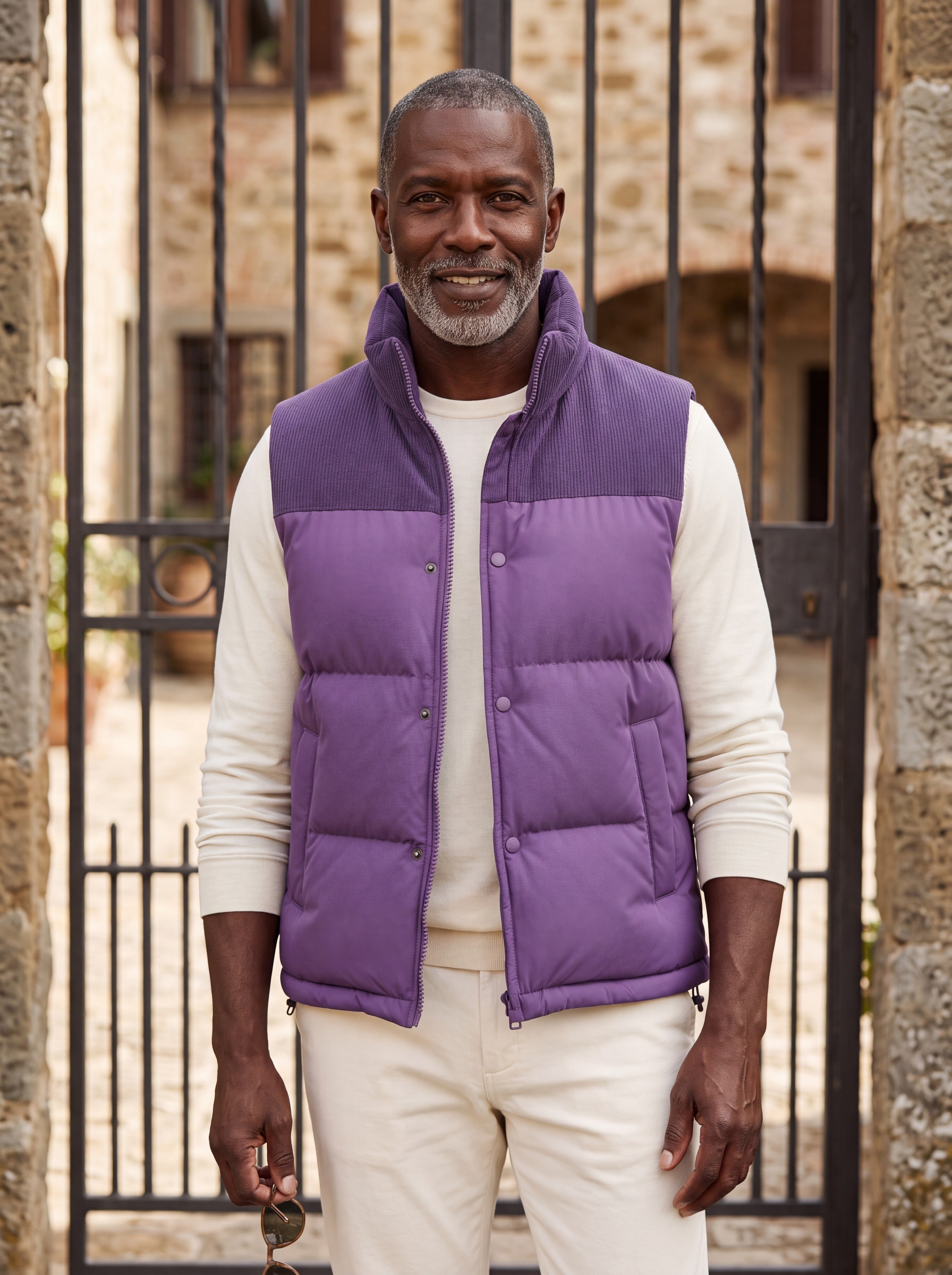 Men's slim-fit stand-collar puffer vest — additional view