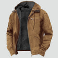 Men's hooded fleece-lined mid-season jacket in brown — alternate view