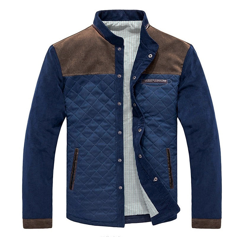 Men's color block quilted jacket — detail view
