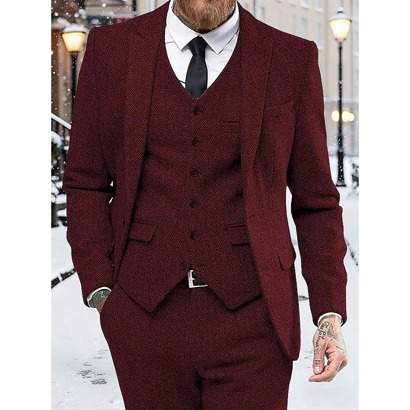 Men's three-piece knit set in burgundy — additional view