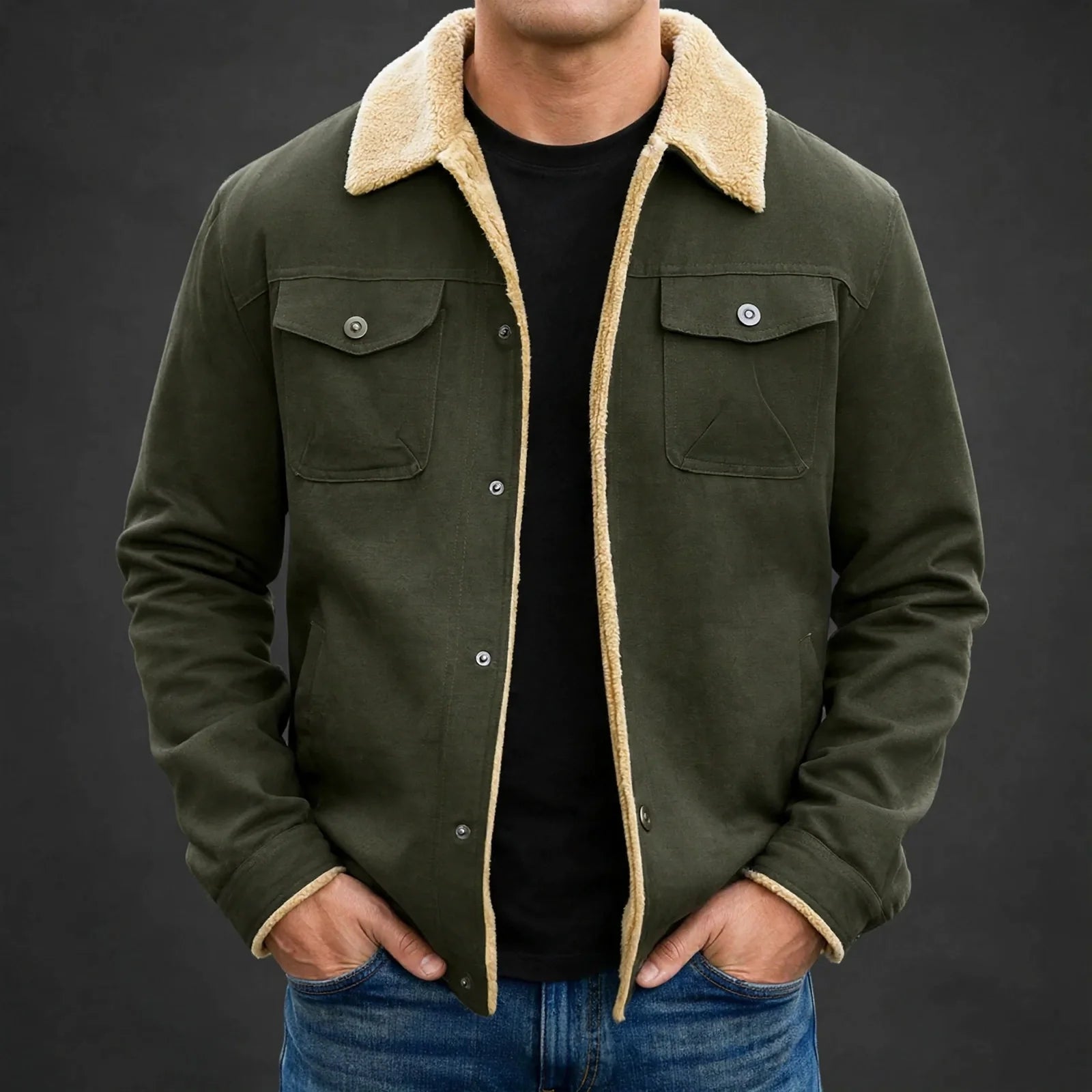 Men's sherpa-lined canvas work jacket — additional view