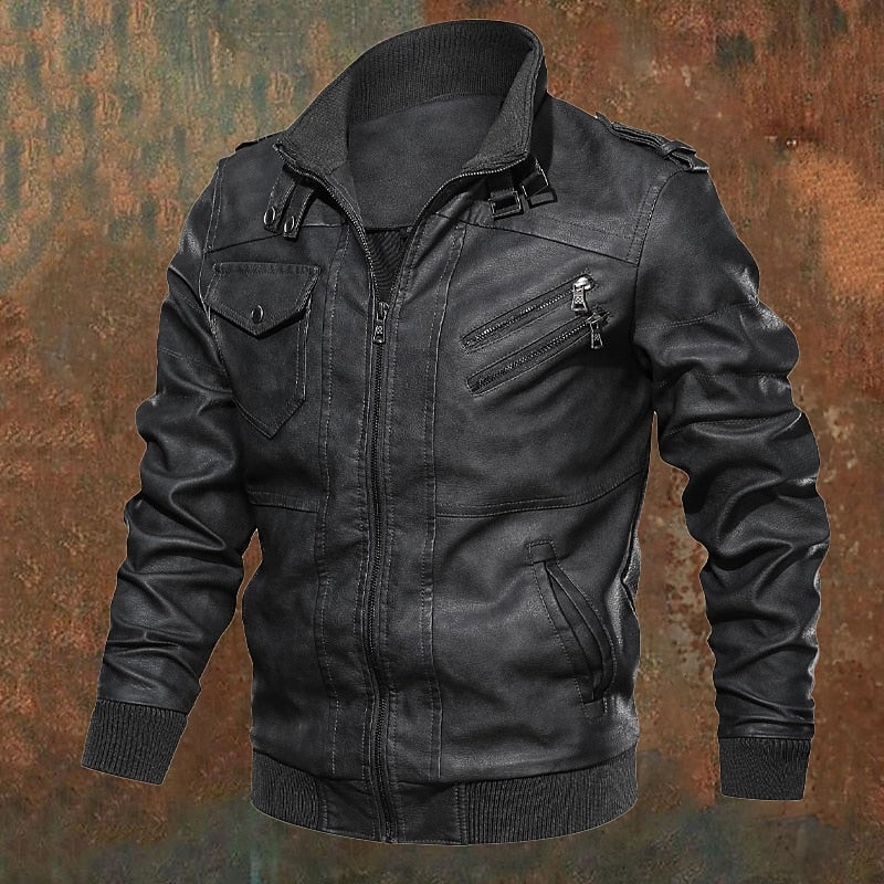Men's stand-collar bomber jacket in gray — additional view