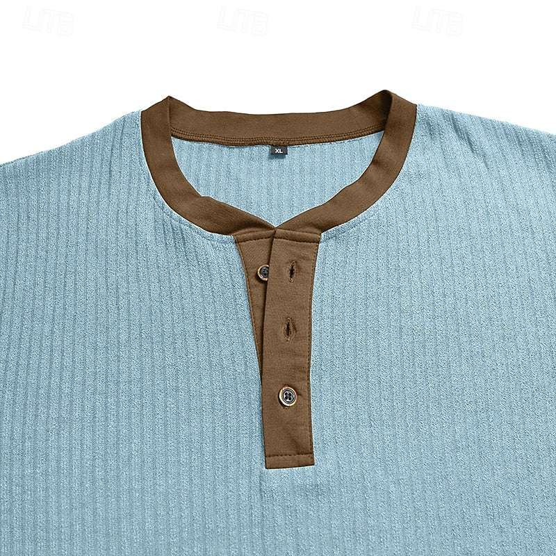 Men's ribbed long sleeve henley shirt — additional view