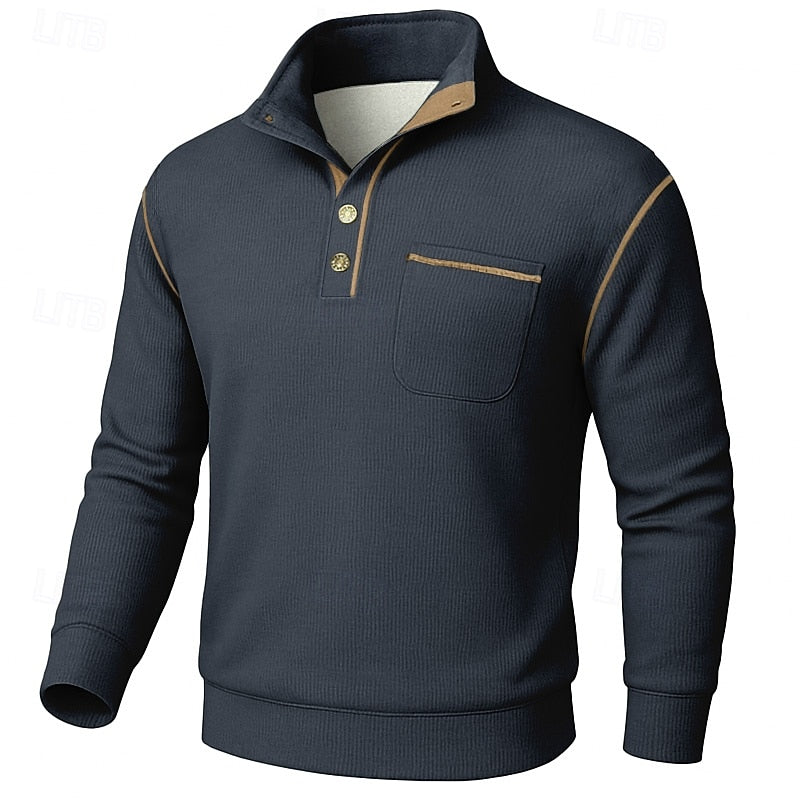Merrick | Textured Half-Button Knit Pullover