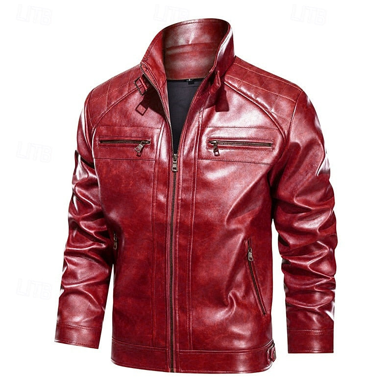 Men's classic leather bomber jacket — alternate view