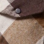 Men's rugged plaid flannel shirt jacket — detail view