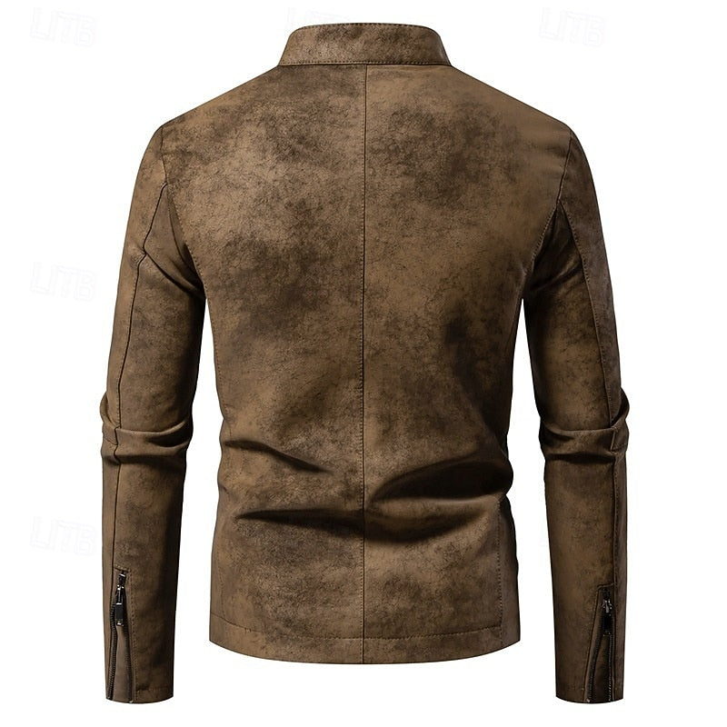 Men's stand-collar varsity jacket — detail view
