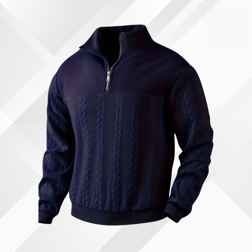 Men's half-zip cable-knit sweater — additional view
