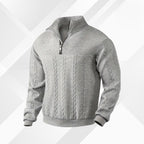 Men's half-zip cable-knit sweater — additional view