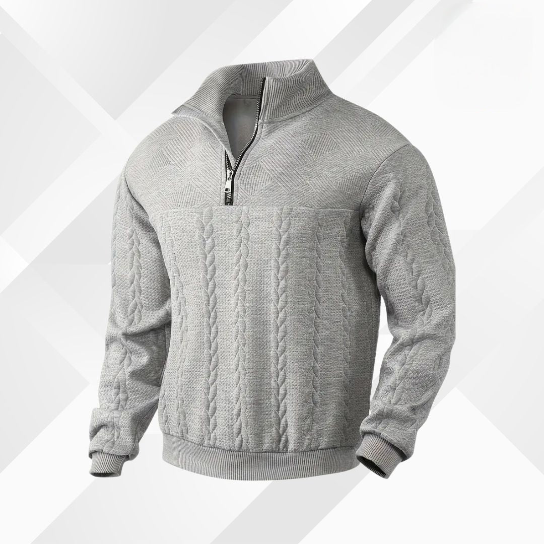 Men's half-zip cable-knit sweater — additional view