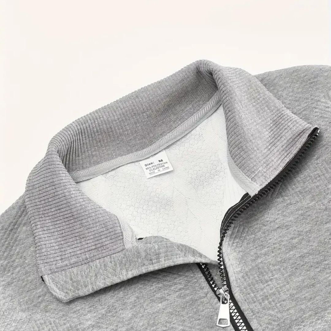 Men's half-zip cable-knit sweater — additional view