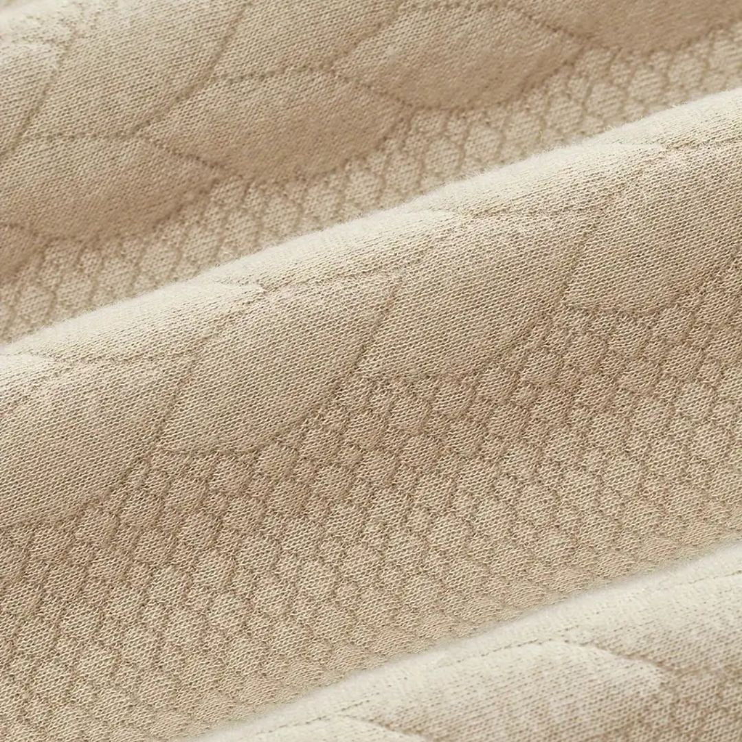 Men's half-zip cable-knit sweater — detail view