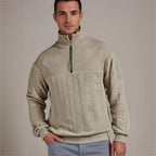 Men's half-zip cable-knit sweater in beige