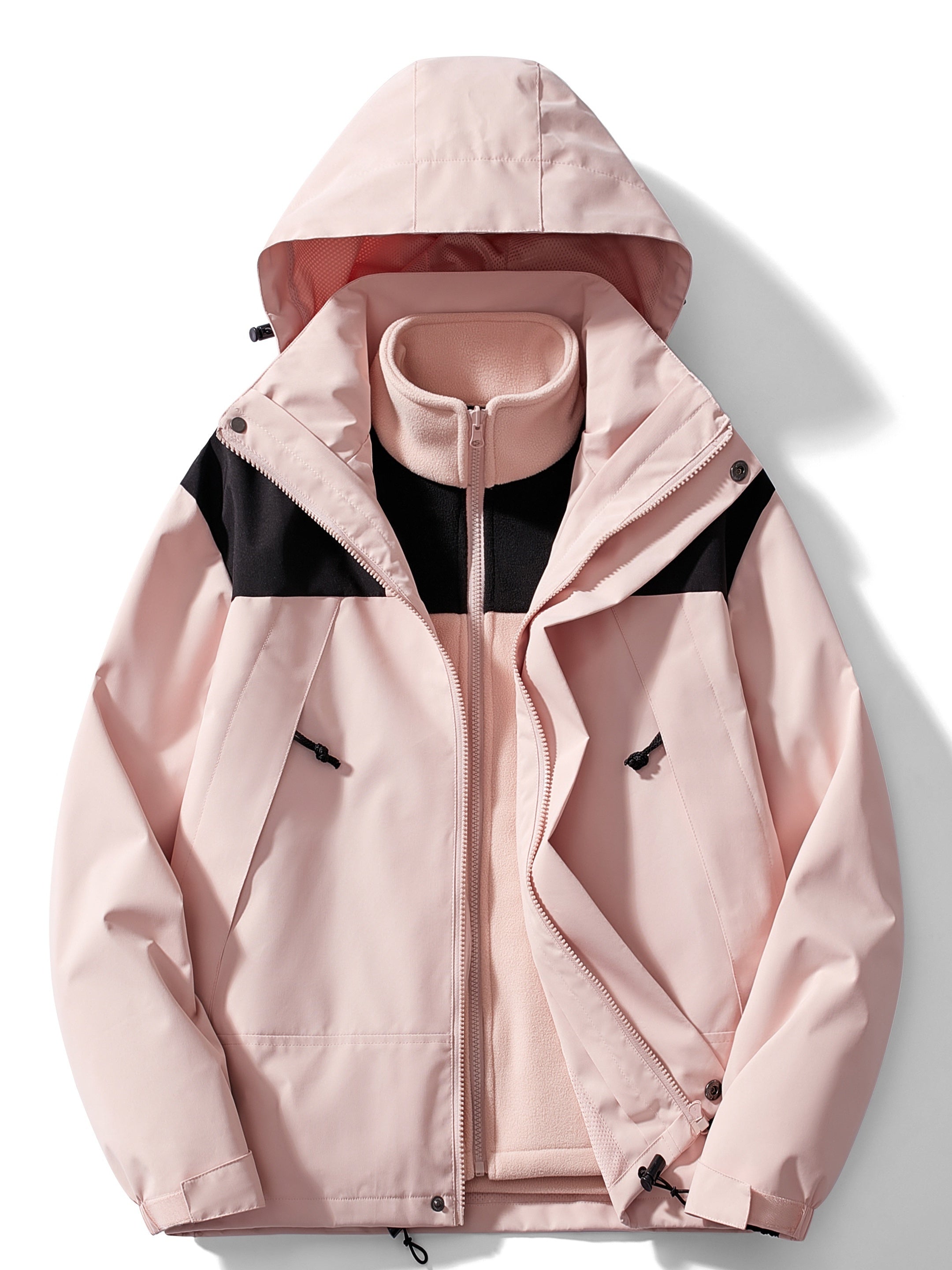 Men's fleece-lined hooded 3-in-1 jacket in pink — additional view