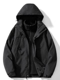 Men's fleece-lined hooded 3-in-1 jacket in black