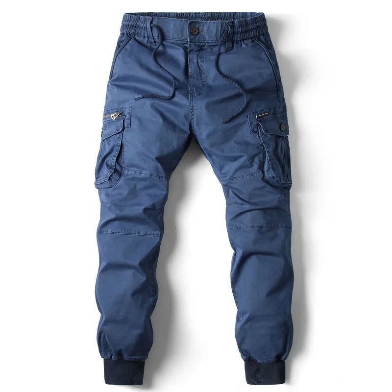 Men's cargo pocket joggers in blue — additional view