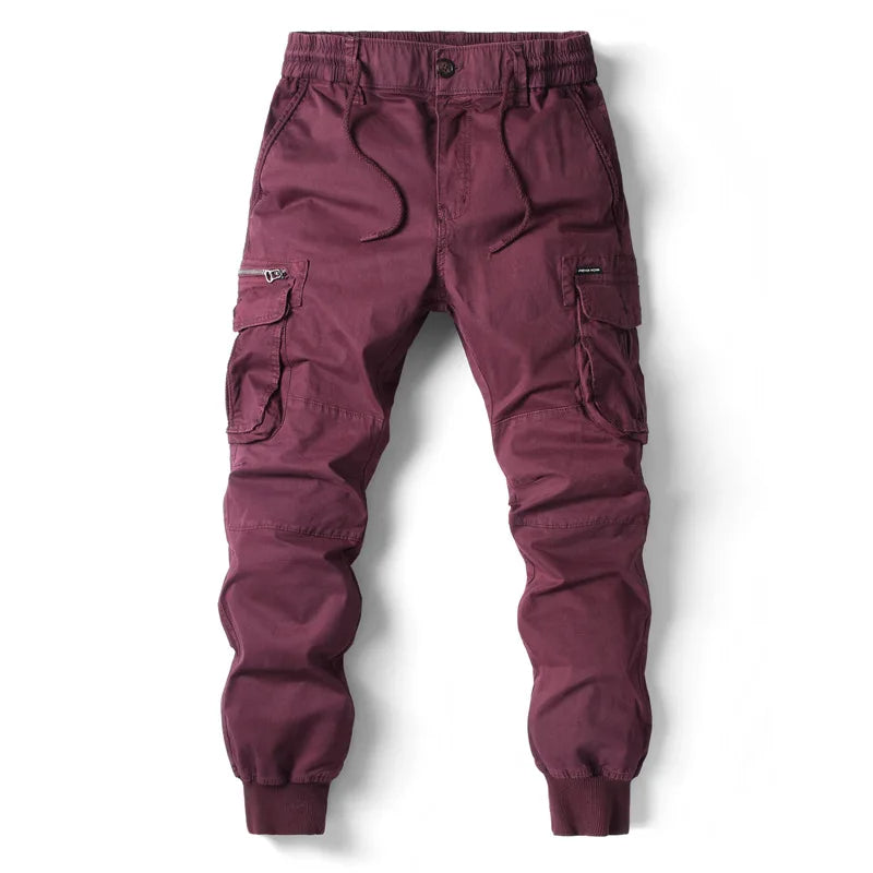 Men's cargo pocket joggers in red