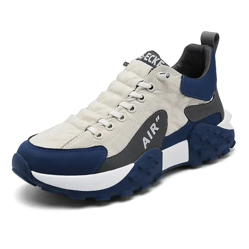 Men's quilted fleece-lined sneakers in navy blue — detail view