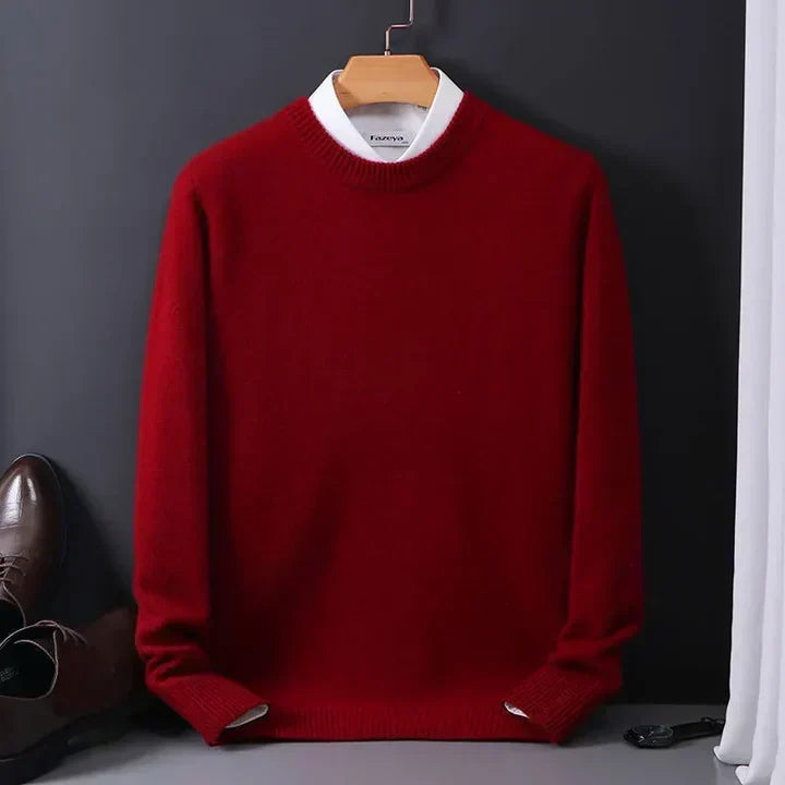 Men's crew neck pullover in red — additional view