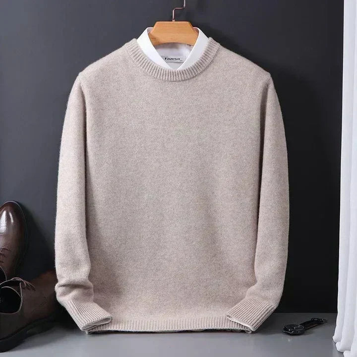 Men's crew neck pullover in khaki — additional view